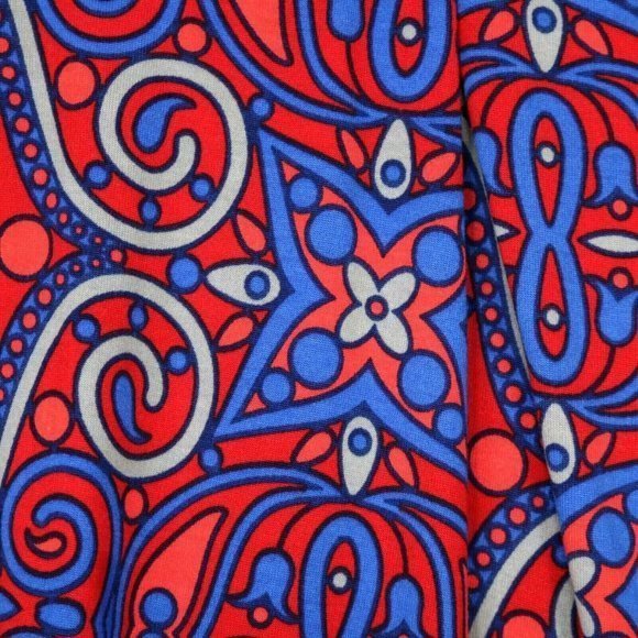 LuLaRoe Madison Pleated A-Line Skirt Red Blue Pockets M Medium - Picture 11 of 12